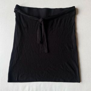 Women’s LOFT Black Stretchy Straight Style Midi Skirt with Tie Waist Detail